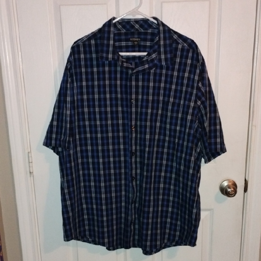 George Men's Blue and White Plaid Shirt